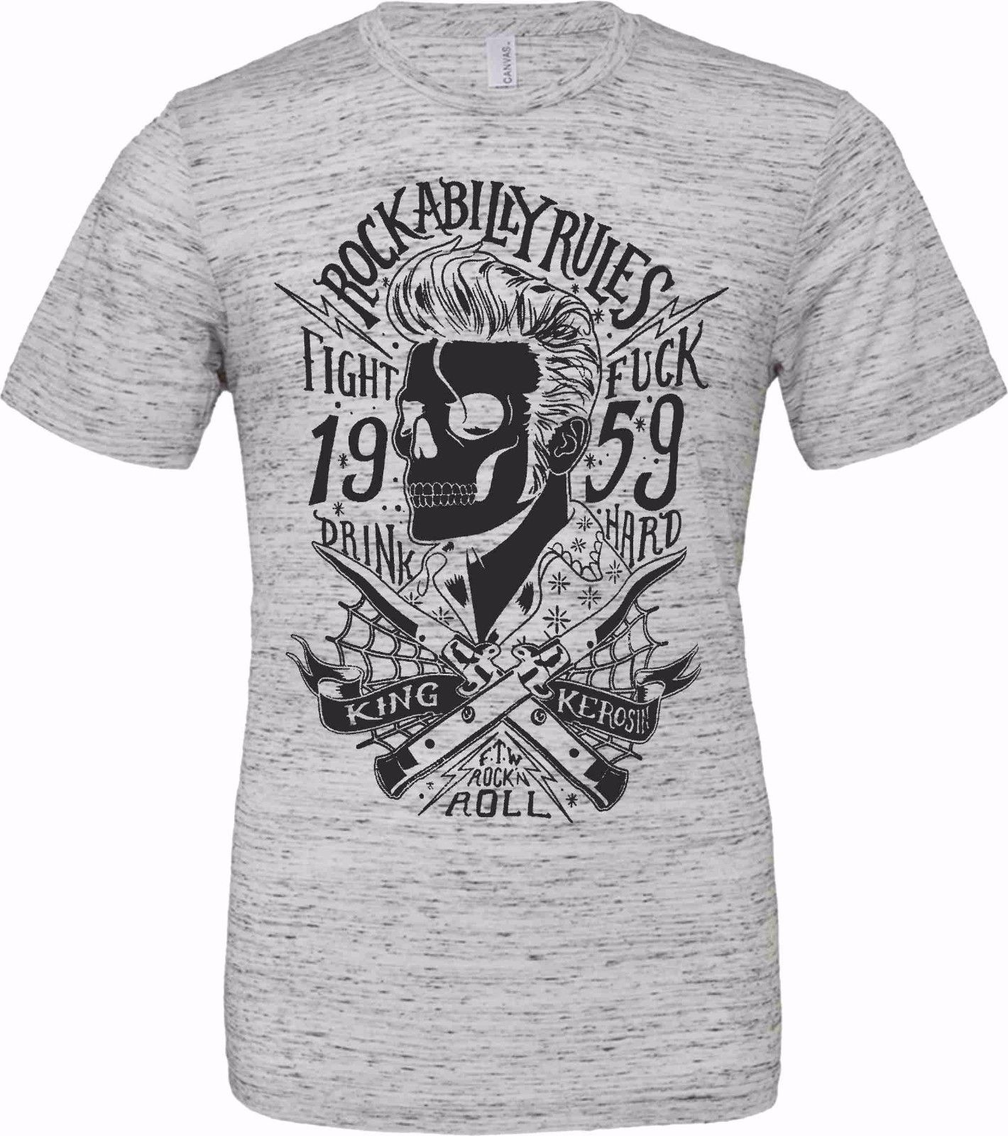 T-shirt unisex Poly-Cotton EFFETTO MARMO con stampa titolo: ROCKABILLY