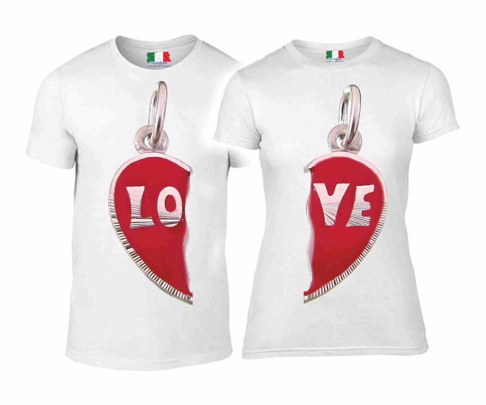 DUE MAGLIETTE YOU & ME - LOVE  CUORE SPEZZATO BIS