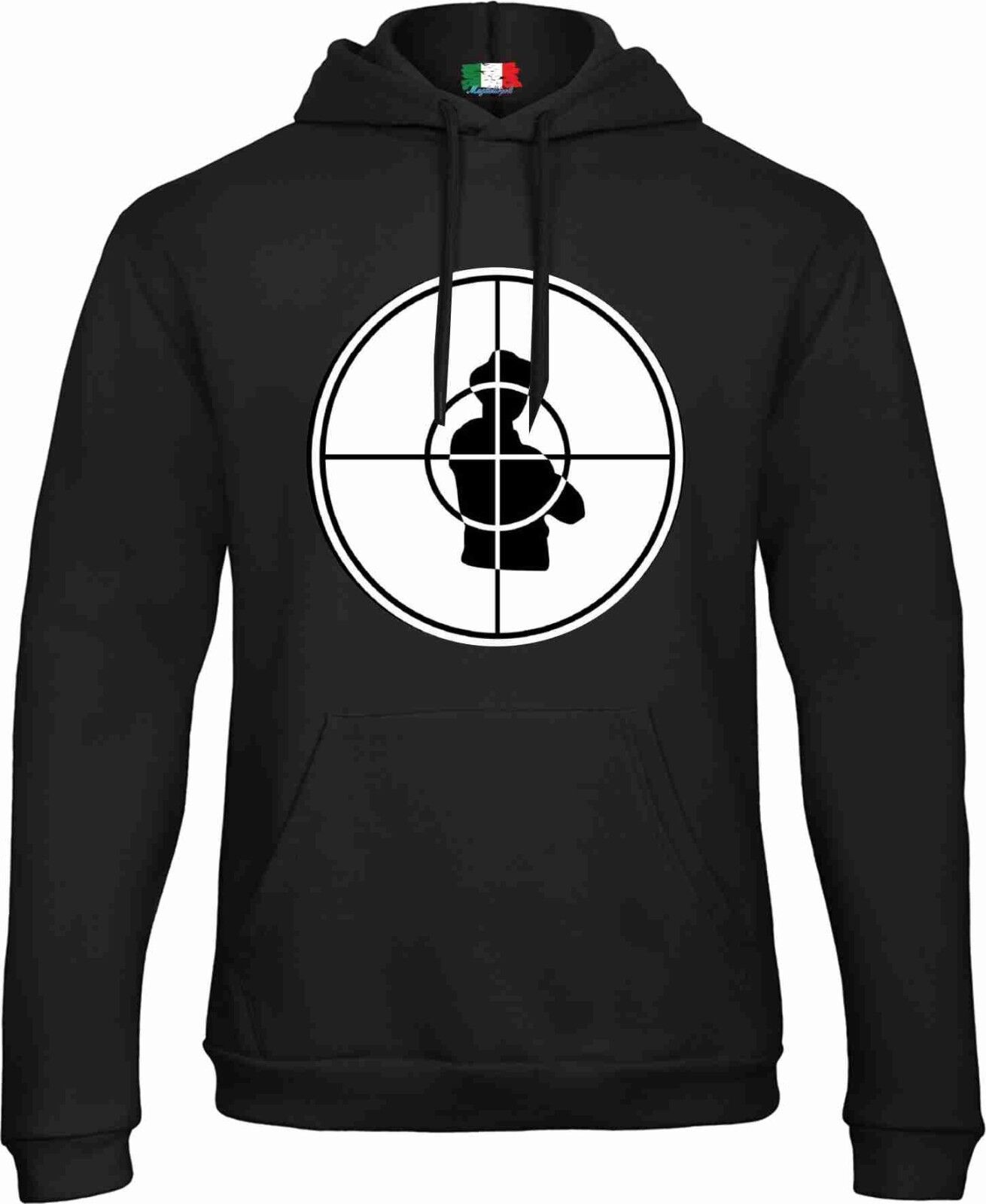 FELPA CON CAPPUCCIO E MARSUPIO STAMPA STREET WEAR FRONTE E RETRO