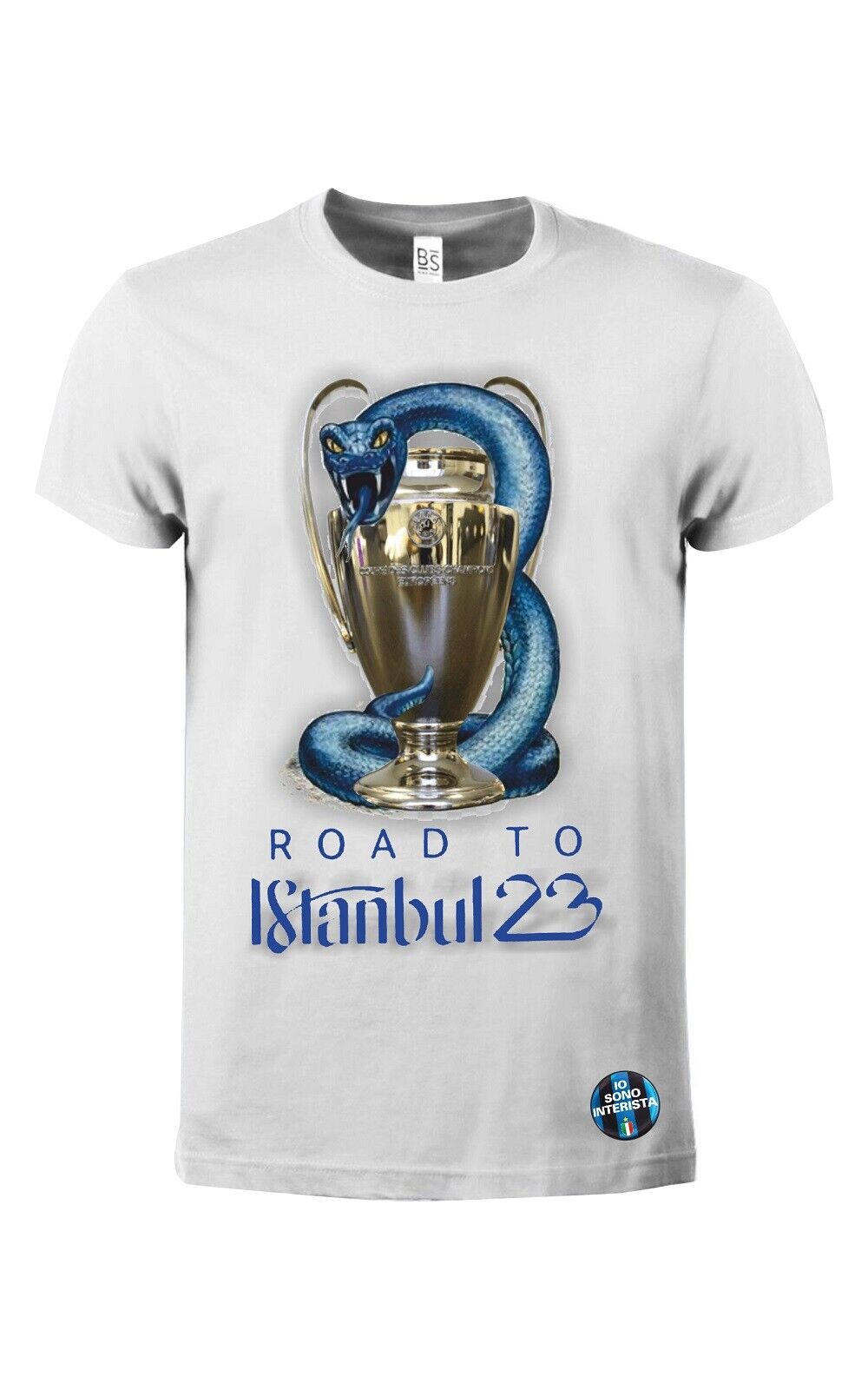 Maglietta bianca con la stampa Inter e la Champions 2023 Instanbul