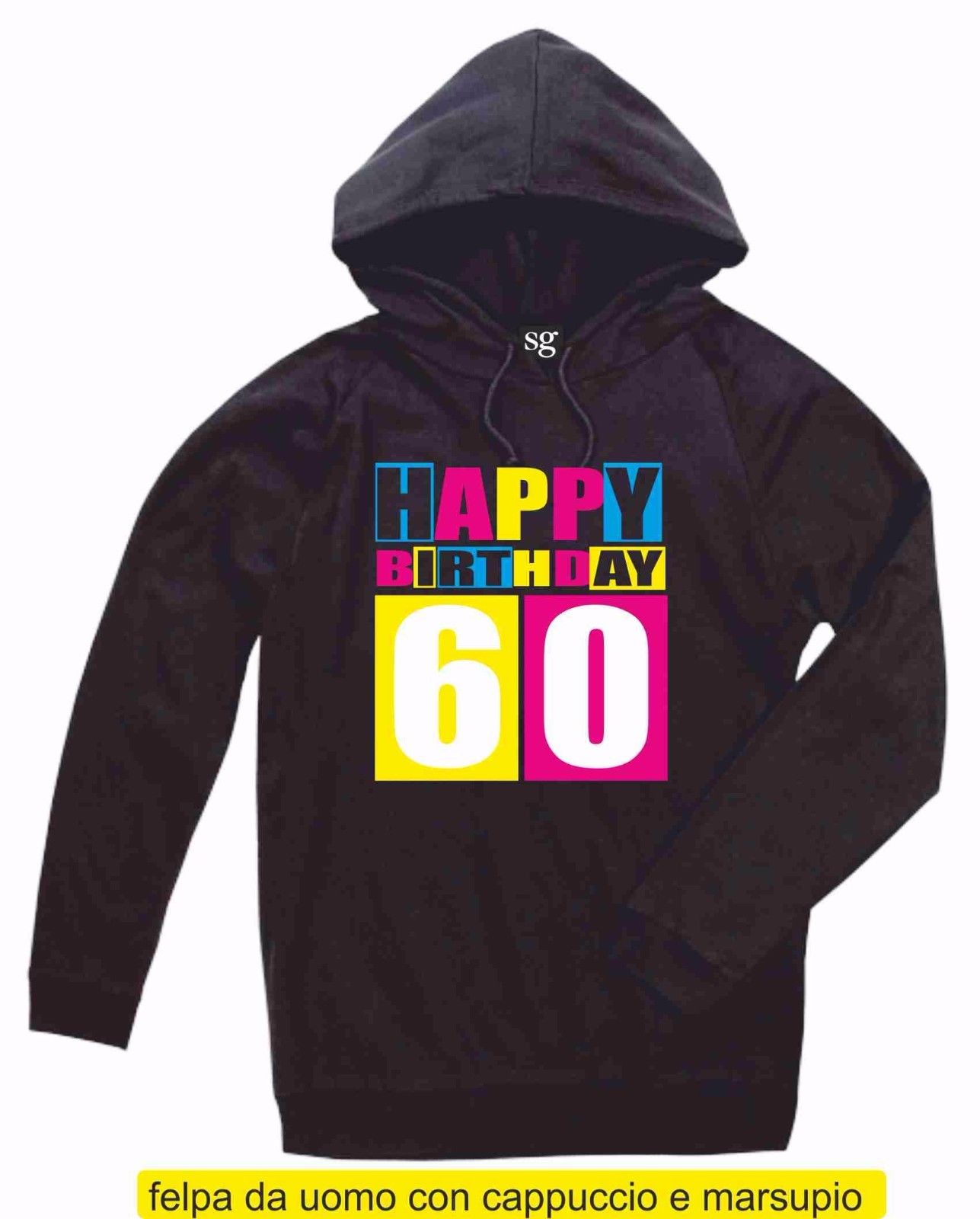 FELPA CON CAPPUCCIO E MARSUPIO STAMPATA: HAPPY