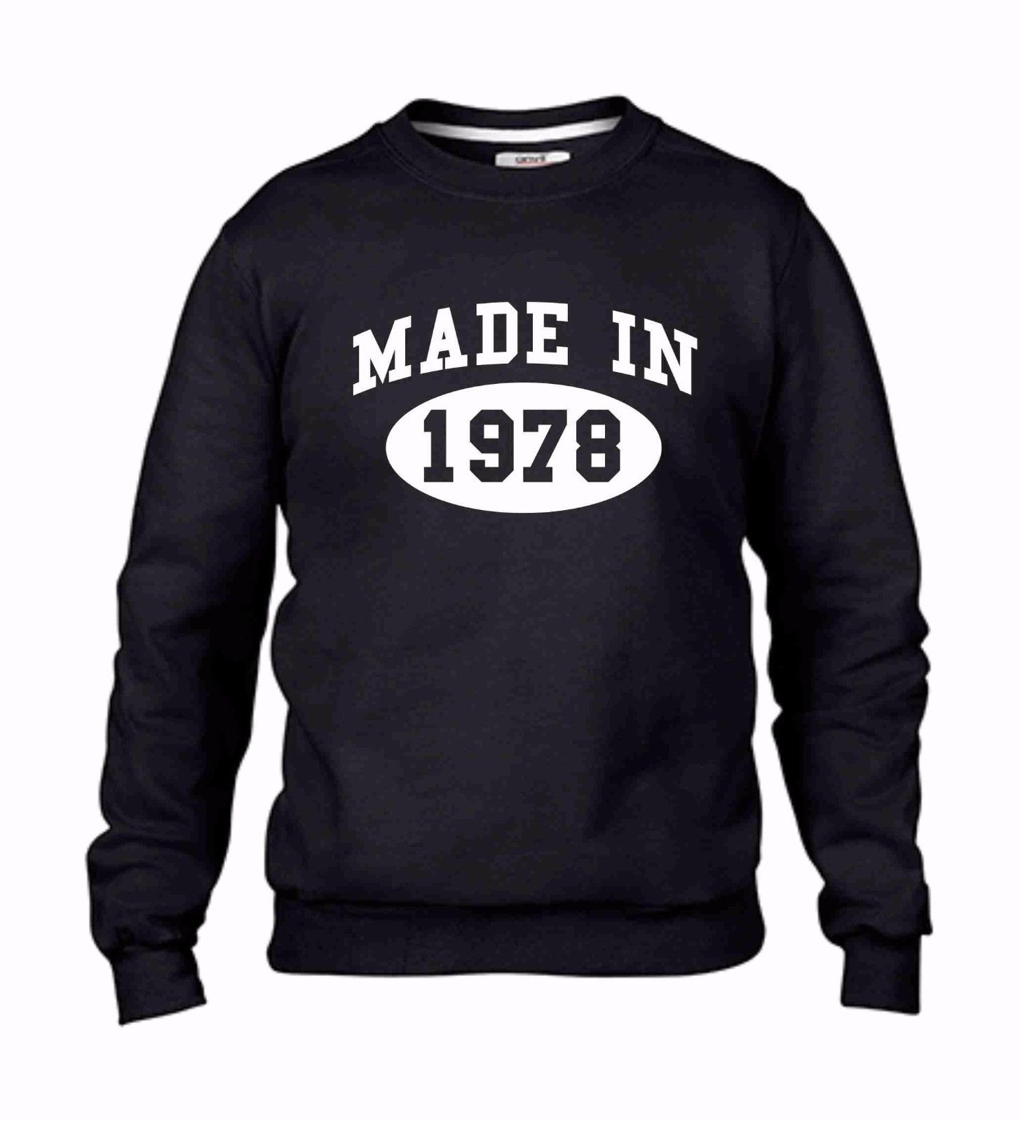 FELPA FASHION GIROCOLLO CON STAMPA: MADE IN... IL TUO ANNO DI NASCITA