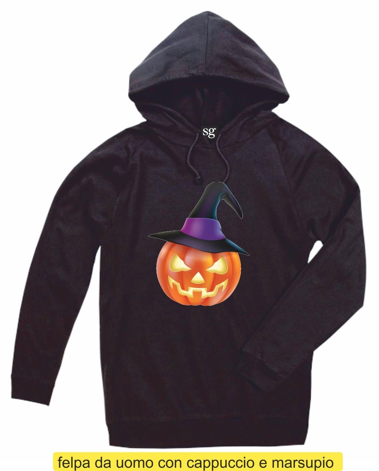 FELPA CON CAPPUCCIO E MARSUPIO STAMPATO ZUCCA