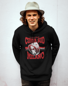 Felpa nera unisex con cappuccio e m